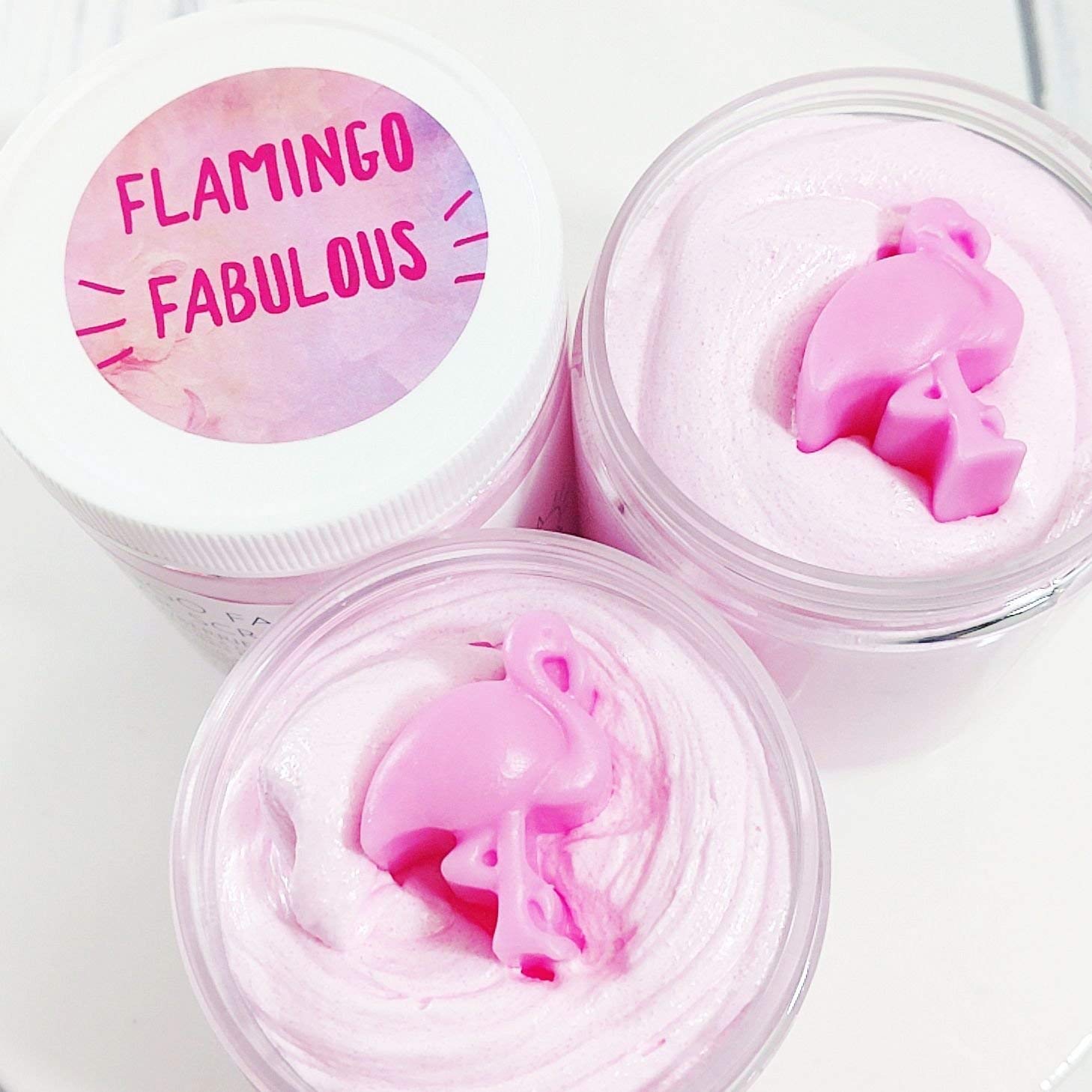 Sunbasil Soap Flamingo Fabulous Whipped Sugar Body Scrub. Tropical Beach. Lets Flamingle Party