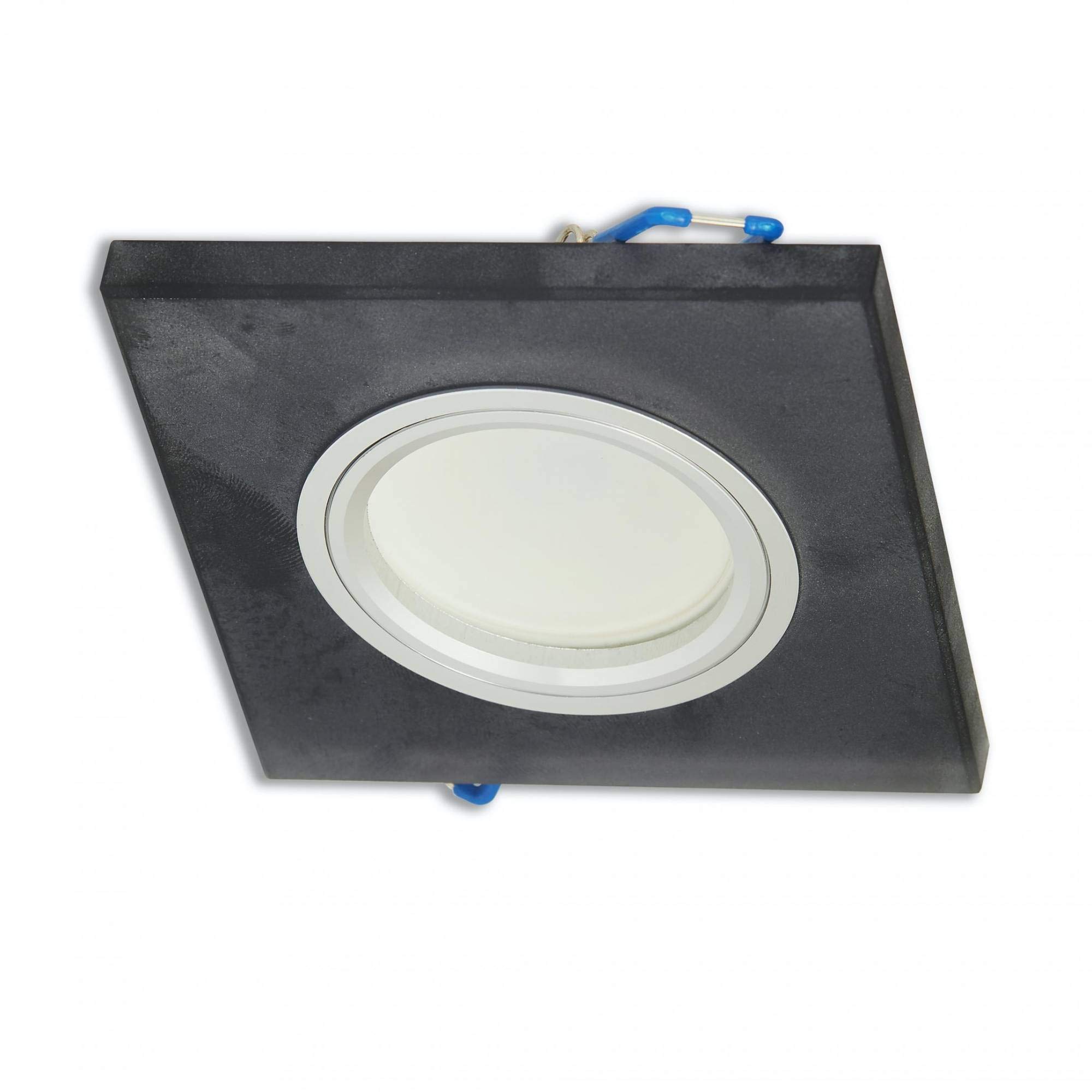 6x LED Einbaustrahler Set eckig schwarz-matt 6,5 Watt warmweiß 230 Volt - Deckenstrahler flach aus Glas Deckenleuchte - Deckenspot 6,5 Watt5mm Bohrloch Einbauleuchte Einbau-spot Strahler