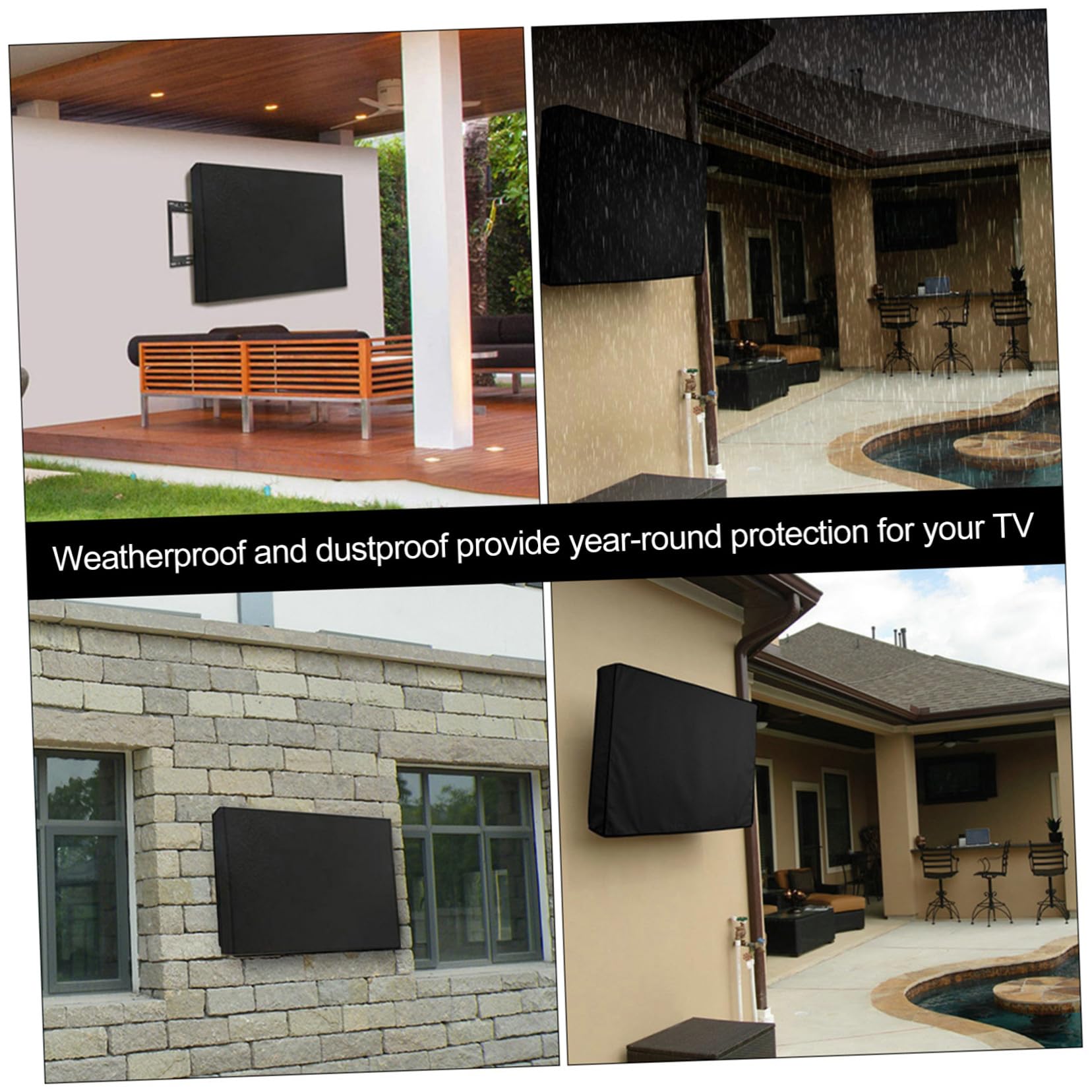 Copertura per Televisore da Esterno Oxford Nero, Custodia Anti-polvere Resistente per Tv da 30-32 Pollici, per Uso Outdoor