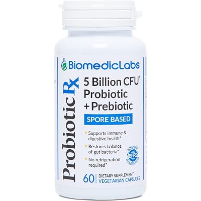 Probiotic Rx: 5 Billion CFU – Probiotic + Prebiotic - Spore-Based – 60-Day Supply - SBO - Supports Immune & Gut Health - Soil-Based Organisms - No Refrigeration Required