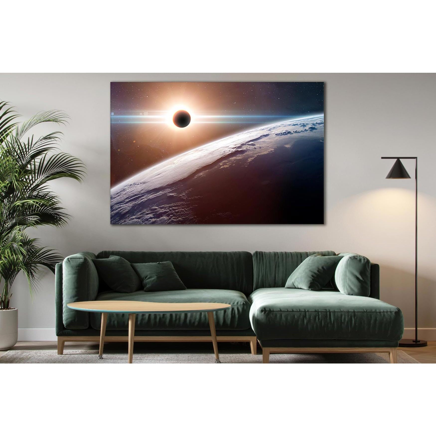 Lienzo impreso de eclipse solar en el espacio exterior cuadro moderno 60 x 40 cm 3