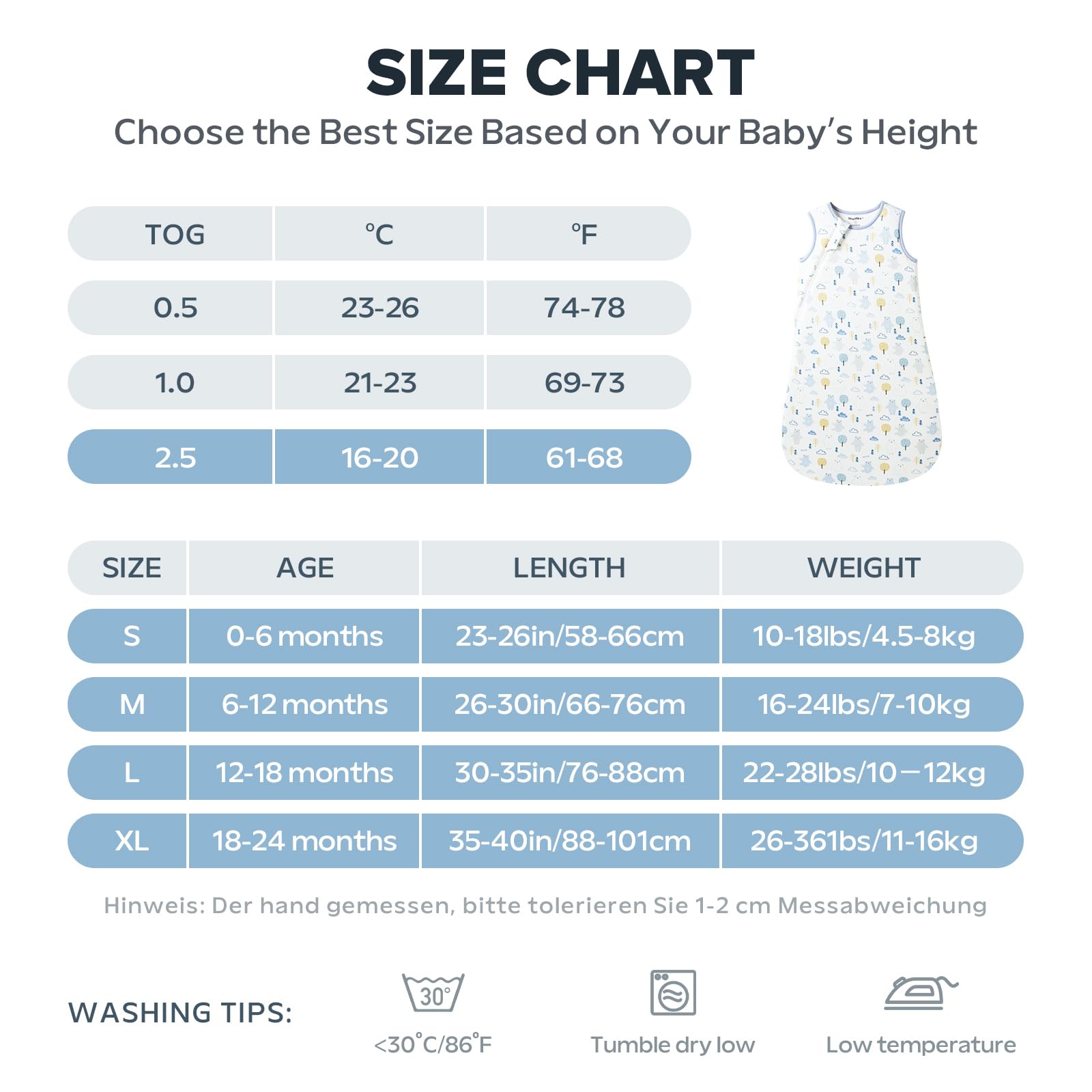 ToyaTec Baby Sleeping Bag 2.5 Tog Super soft Rayon Made from Bamboo,Baby's Bamboo fiber Sleeping Bag Autumn Winter Sleeping Blanket(Bear,M) - Image 4