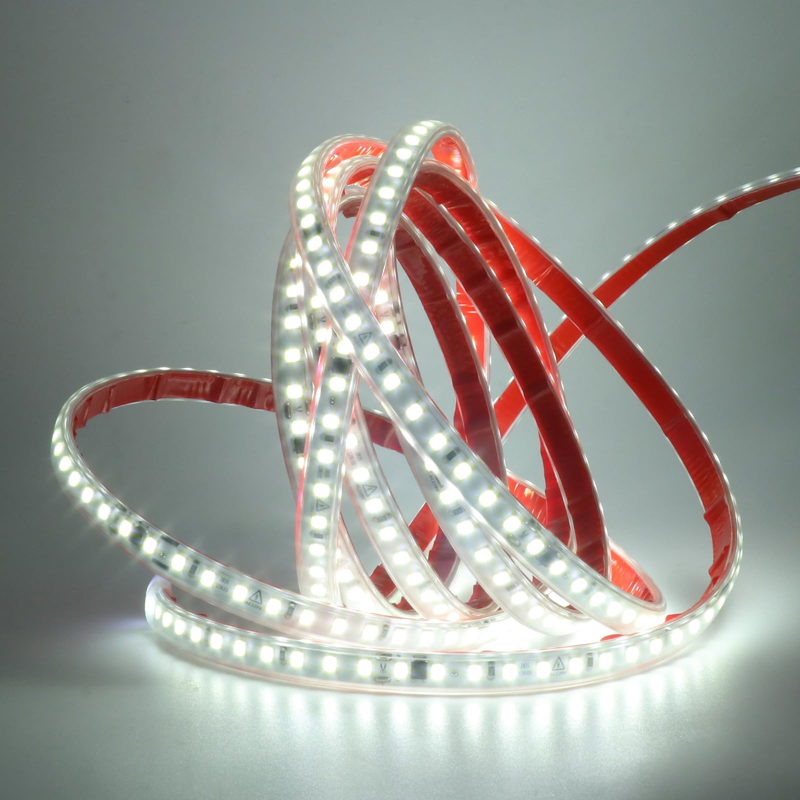Wisada Anschluss an AC220-240V LED Streifen, 27M 120LEDs/m SMD2835 Flexible Superhell Kaltweiß CRI≥90 LED Lichtband, LED Band Lichtschlauch Leiste Kette Selbstklebend mit Stecker für Weihnachten