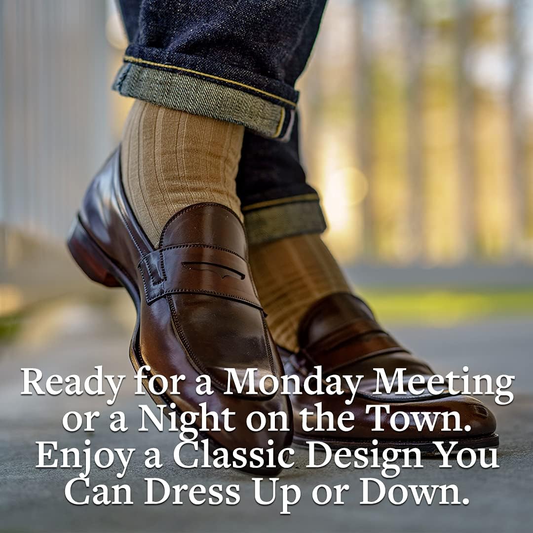 Merino Wool Dress Socks for Men – Over-the-Calf, Ribbed Wool Dress Socks for Size 8-12 – Breathable, Reinforced Heel and Toe - Image 6