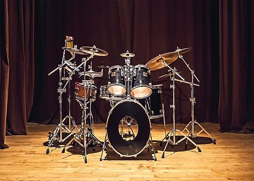 Miniatura 2 de BELECO Telón de fondo de escenario musical de tela de 7 x 5 pies, juego de batería musical moderno, música rock, banda de jazz, blues, concierto,