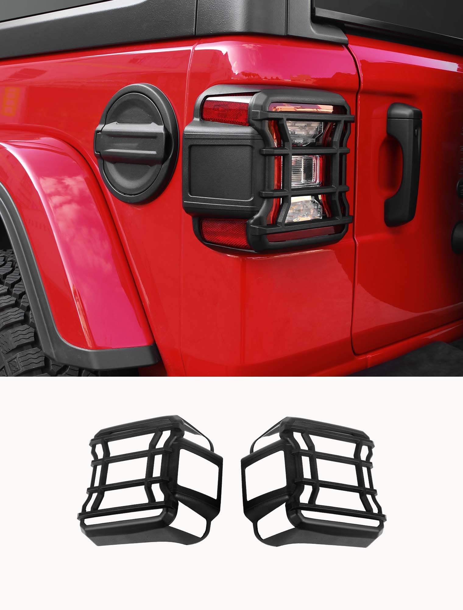 Savadicar Black Taillight Trim Cover for Jeep Wrangler JL JLU 4xe &amp; Gladiator JT 2018–Present – Rear Light Accent, Exterior Styling Upgrade Accessory