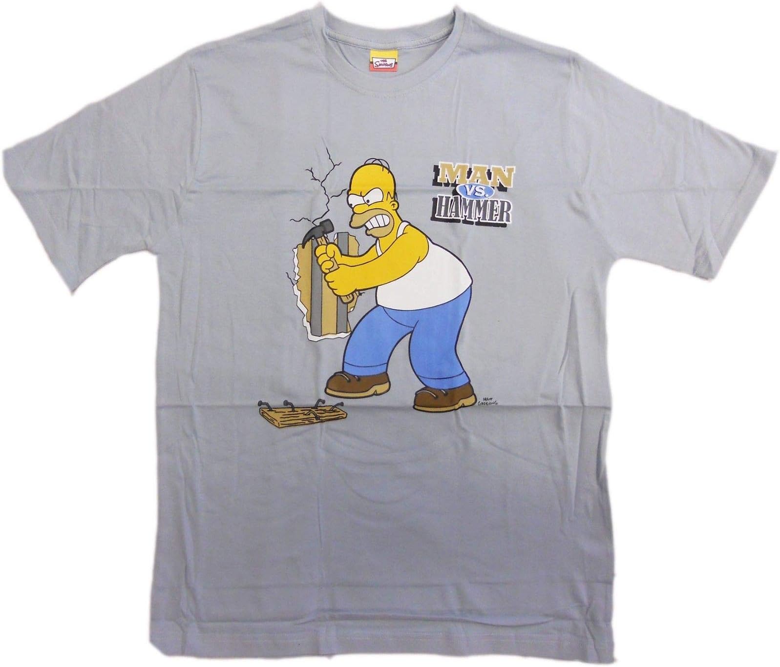 Homer Simpson Hammer T-Shirt (Color: Grey, Material: Cotton/Elastane) (M)