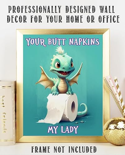 Miniatura 9 de Your Butt Napkins My Lady Adorable Baby Dragon Cartoon Holding a Roll of Toilet Paper - 11x14 Unframed Wall Art Print - Funny and Cute Bathroom