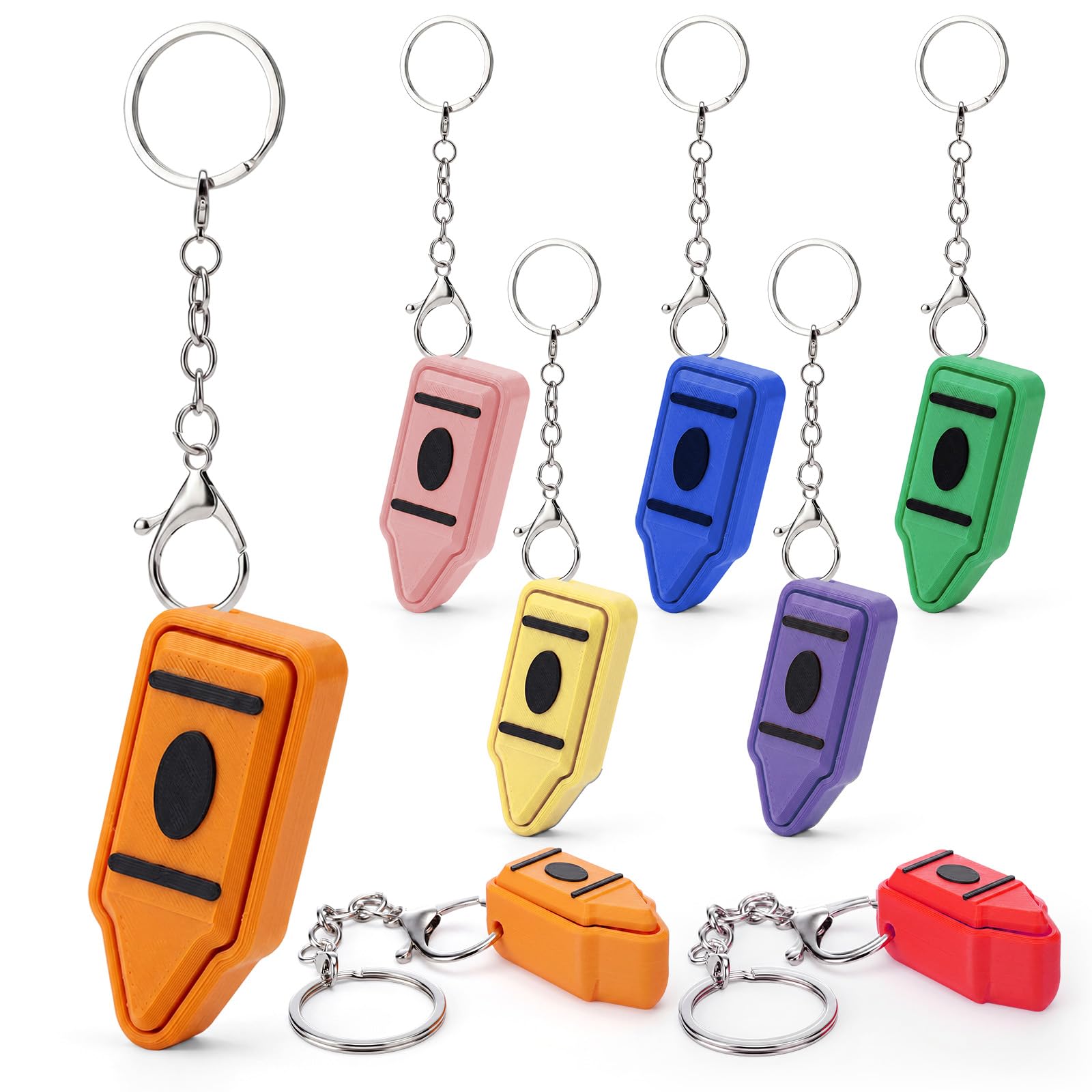 Kenning 12 Pcs Crayon Clicker Fidget Keychains Bulk School Fidget Toy