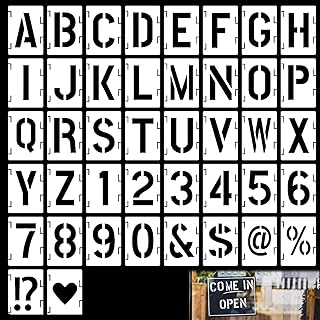 4 Zoll Buchstaben und Zahlen Schablonen Set – 42 Stück Wiederverwendbar Buchstabenschablonen, Lackierschablonen für Malen auf Holz, Wand, Stoff, Stein, Schild