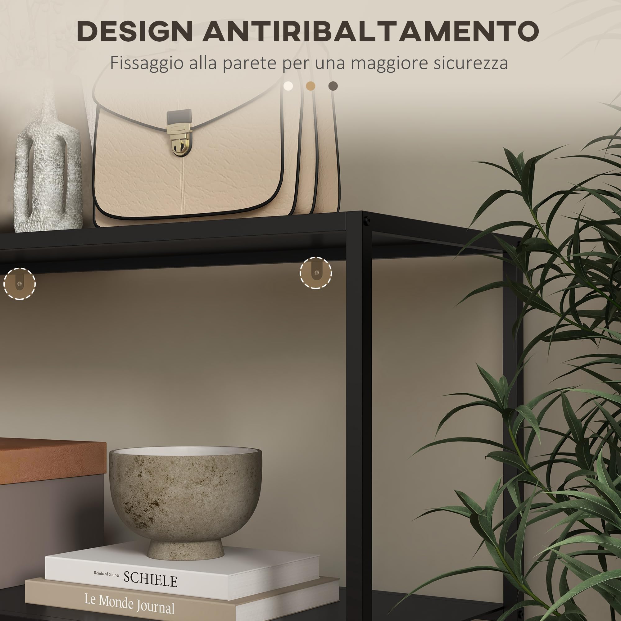 HOMCOM Table Console 2 Étagères Cadre Acier Salon 90 x 30 x 75 cm Noir