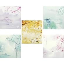 5 Pack Chinese Style Small Note Pads,300 Sheets Vintage Floral Chinese Landscape Painting Mini Notebooks Writing Memo Pads Message Note Stationery Gift for Kid Students School Office Home Supplies