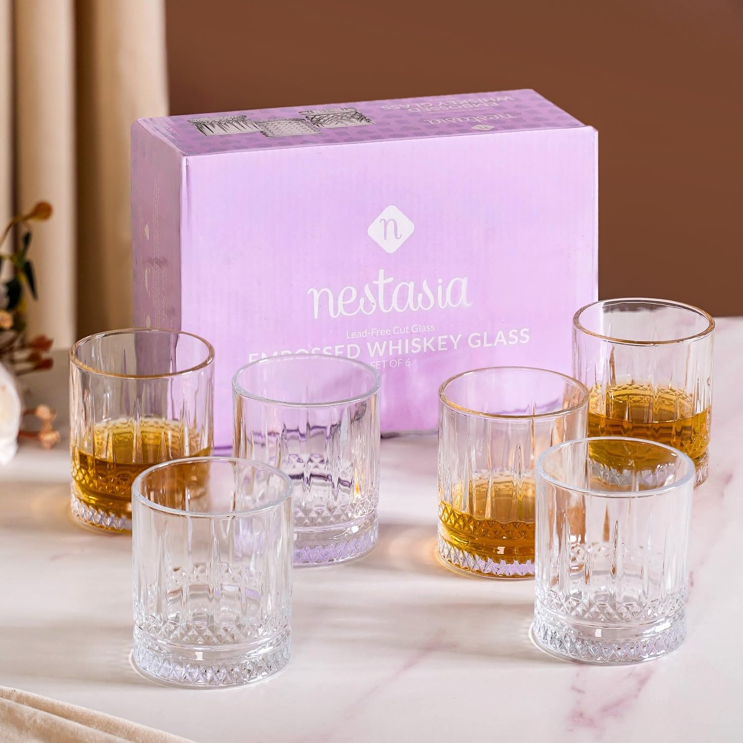 Prism Cut Whiskey Glasses - Set of 6 -17 Prism Cut Whiskey Glasses - Set of 6 -17