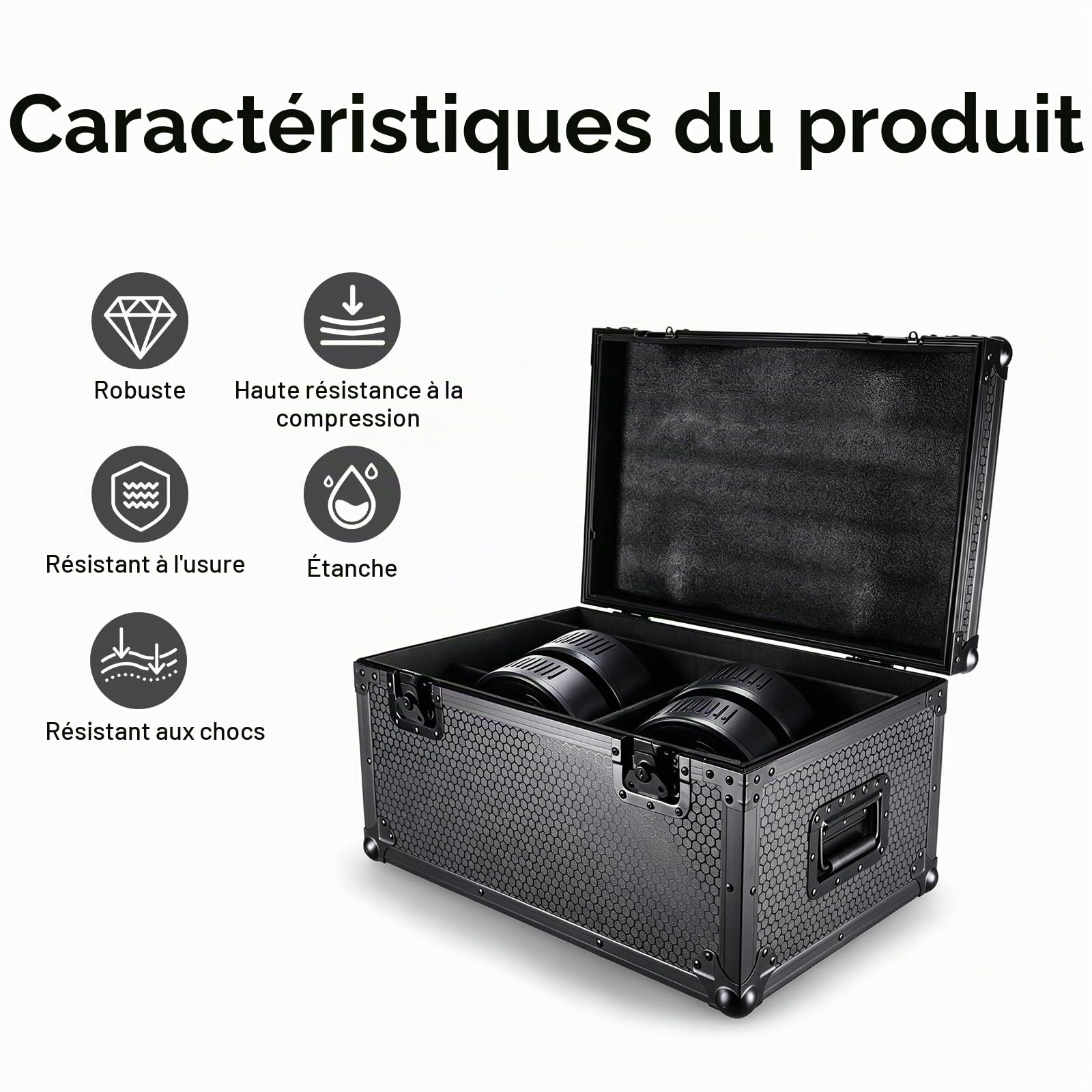 Flight case pour projecteur Par LED 180 W, 15,3 kg, 61 x 40 x 46 cm