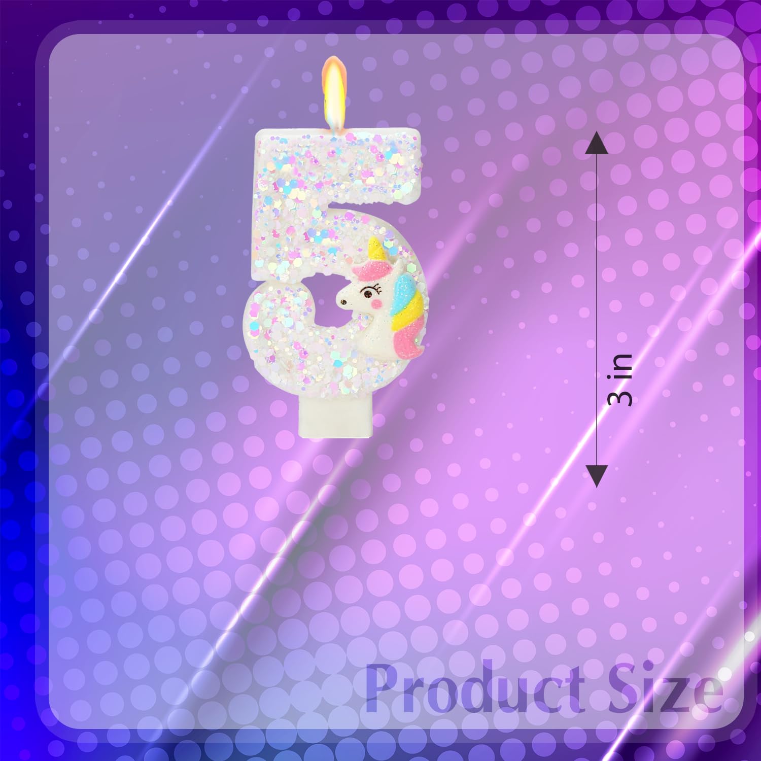 Number 5 Unicorn Birthday Number Candles for Cake, 5th Pink Glitter Candle, Fun Unicorn Cake Topper, Birthday Decorations & Cupcake Toppers for Party Supplies