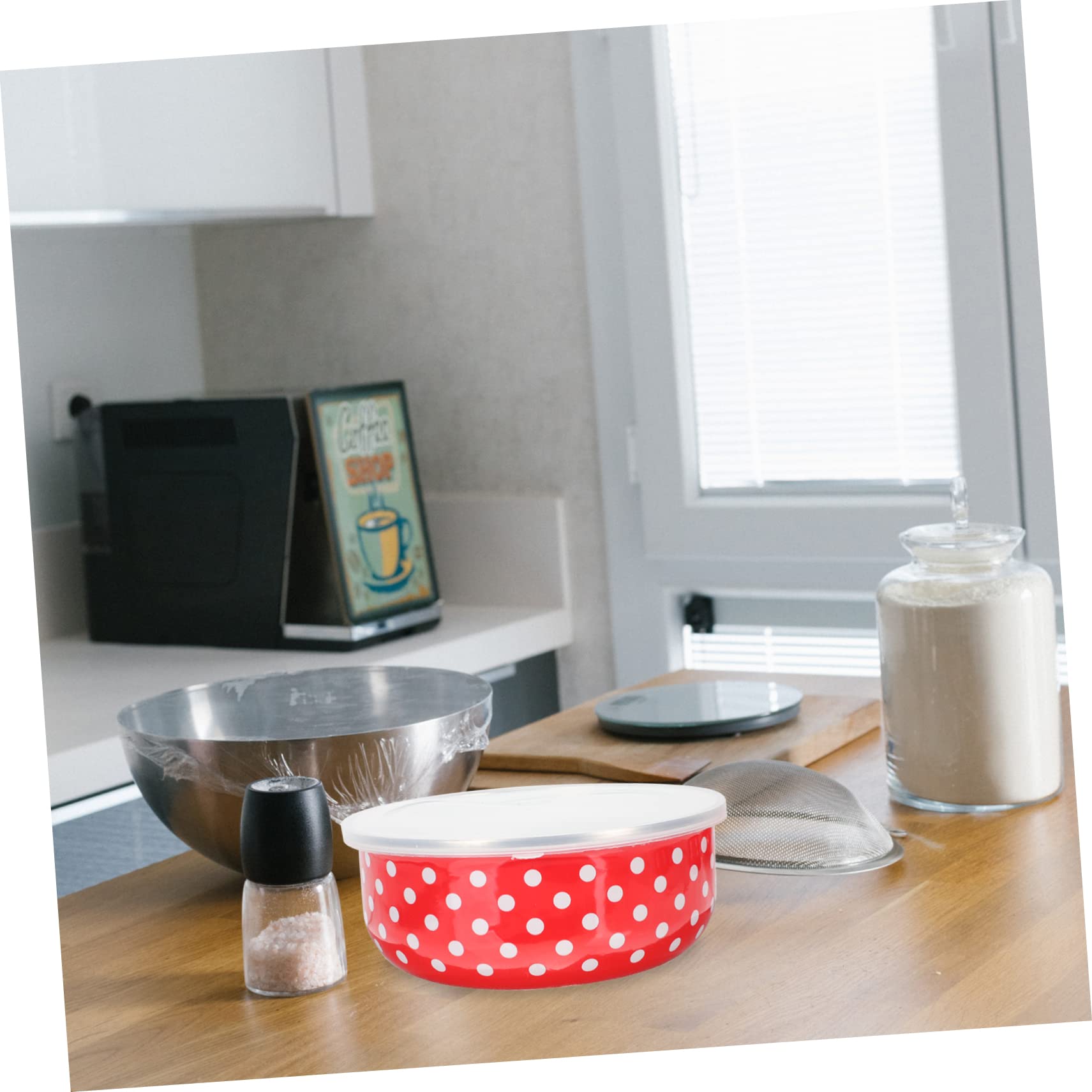 5 Stück Emaillierte Schüssel Keramik-Salatschüssel Salatschüsseln Mit Deckel Bento-Lunchbox Rührschüsseln Outdoor-Camping-Geschirr Nudelschüssel Büro-Bento-Etui Lunchboxen