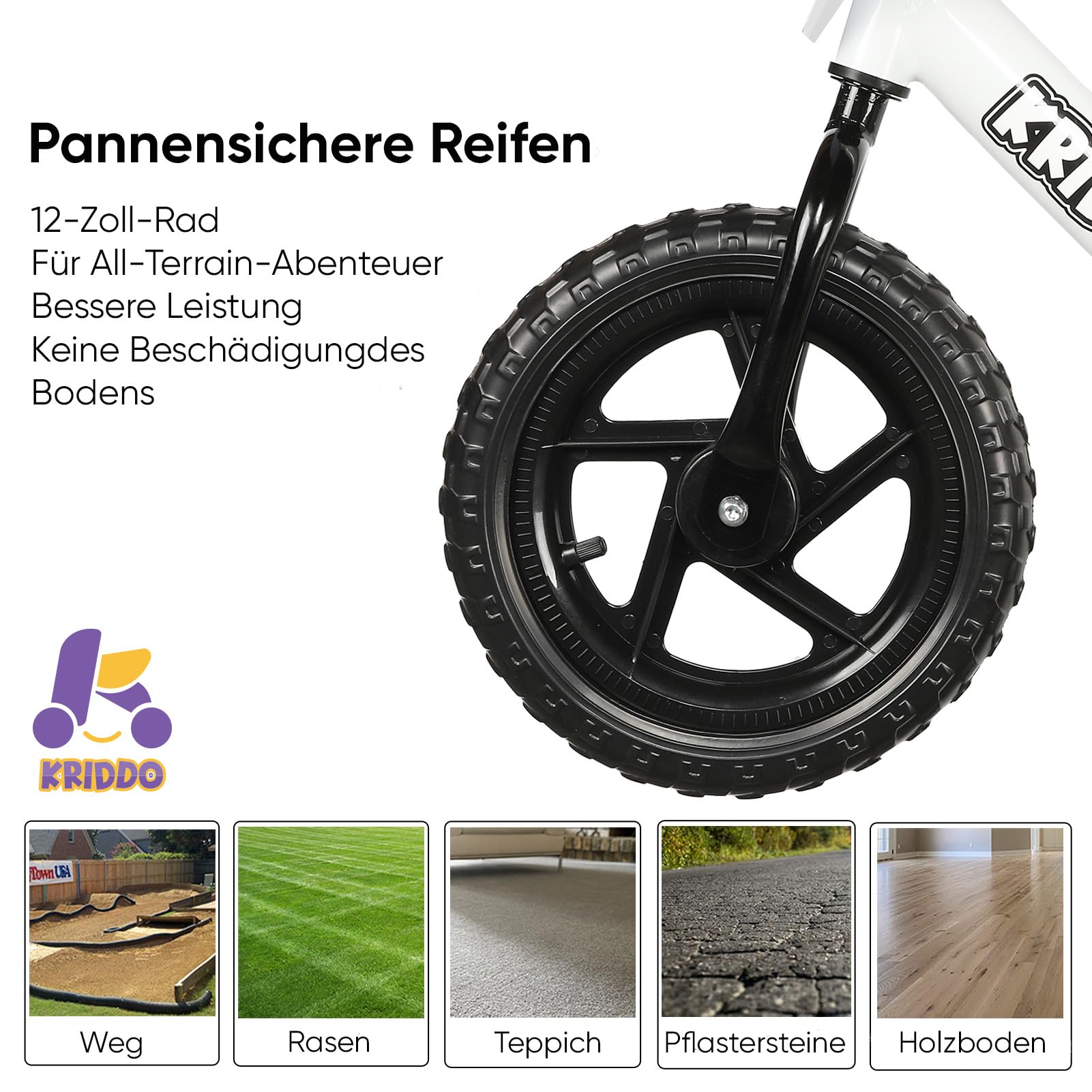 KRIDDO Kinder Laufrad ab 2 Jahren, Lauflernrad Spielzeug für 18 Monate bis 5 Jahre, 12-Zoll mit individualisierbarem Schild, Geschenk Fahrrad Jungs und Mädchen, Baby Balance Bike(2-3 Jahre) | 2 Jahre alt