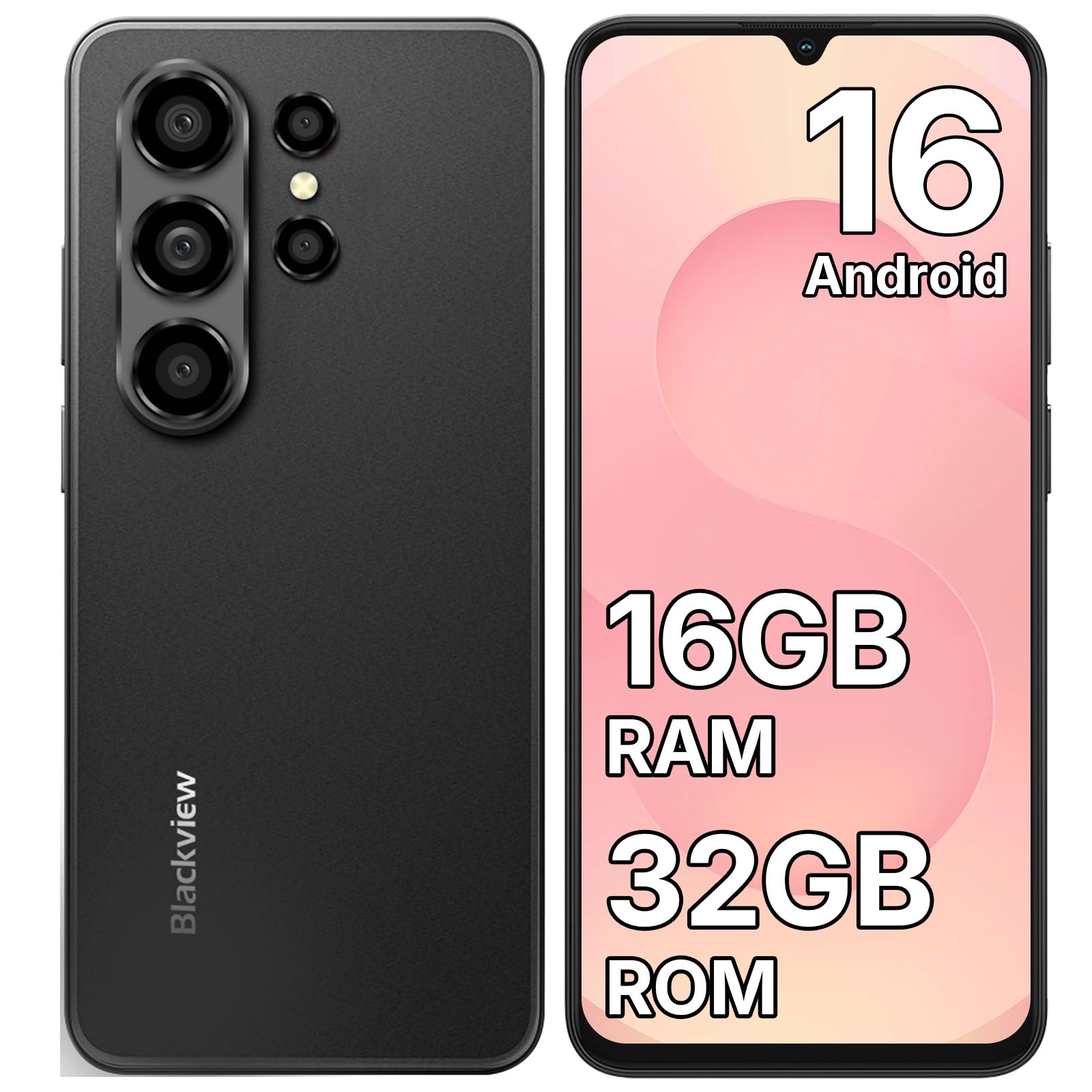 Blackview WAVE 10C Smartphone Offerta Android 16, 6.88", 16GB+32GB/1TB | 32MP+13MP Telefono Cellulare in Offerta, 5000mAh Telefoni, Cellulari e Smartphone 4G Dual SIM/Face ID/3 Slot/3.5mm Jack/OTG