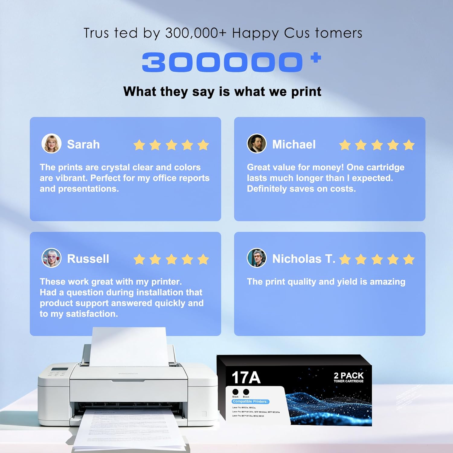 17A Black Toner Cartridges 2 Pack High-Yield for Laser Printer Pro M102 M130 Replacement for HP 17A|CF217A Toner with Chip for Pro M102w M102a Pro MFP M130fn M130nw M130fw M130a M102 M130 Printer