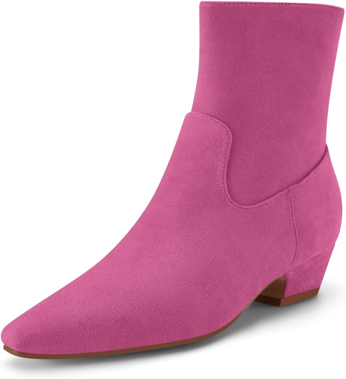 Women's Ankle Boots Pointed Toe Chunky Low Heeled Short Booties Comfort Casual Shoes with Side Zipper