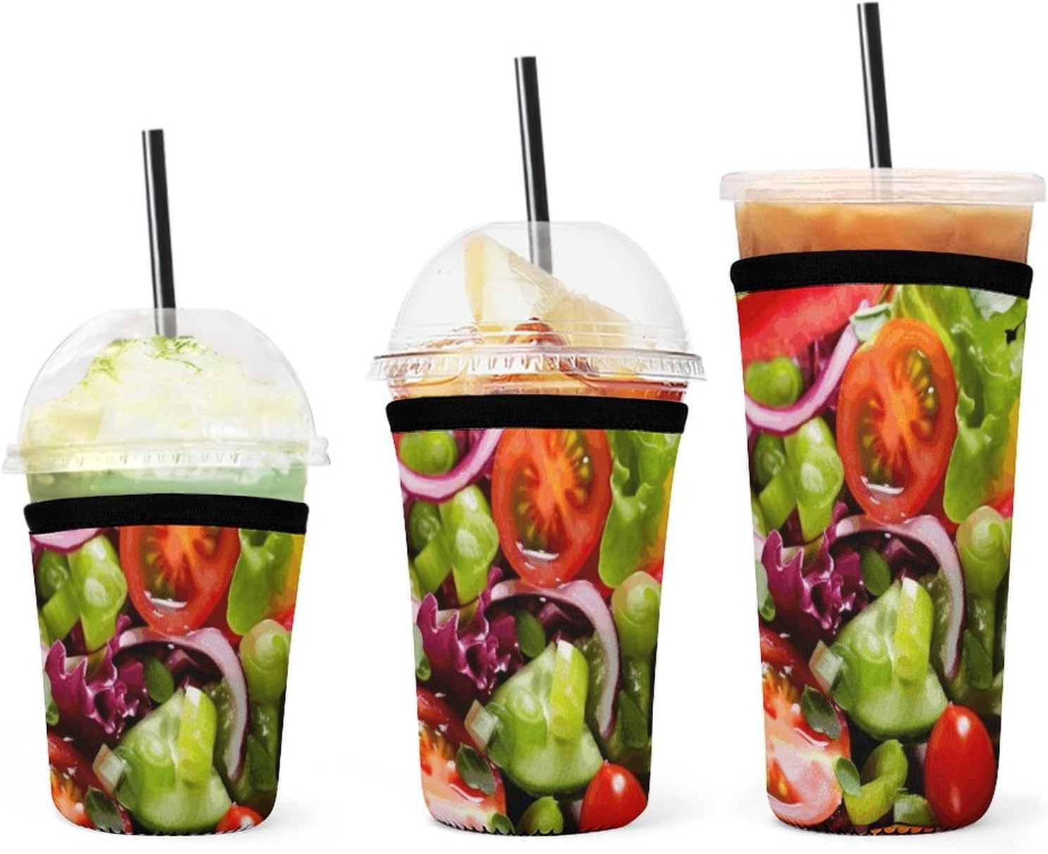 3 Pack Neoprene Cup Sleeves, Stretchy Reusable Drink Cup Cover Universal