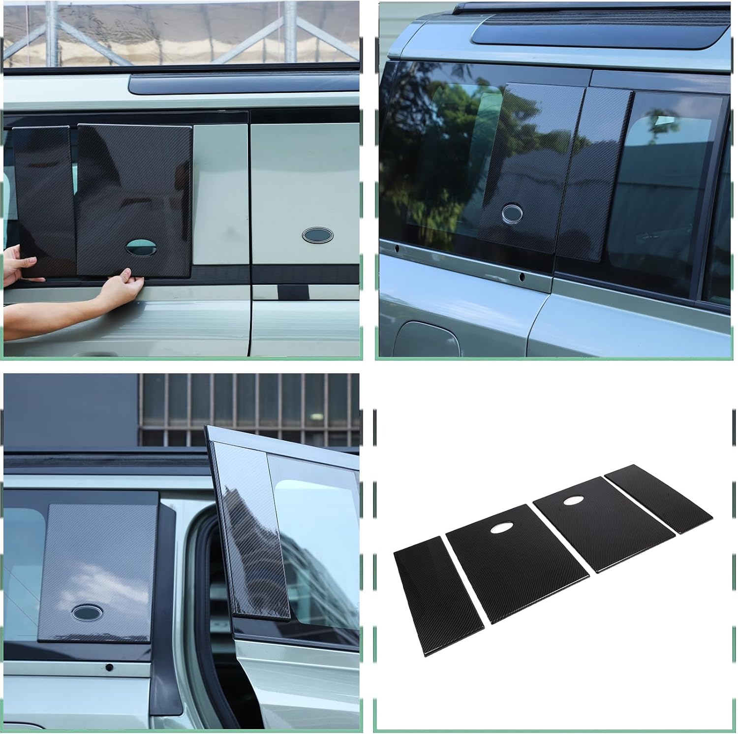PIUGILH B Pillar Trim Door Molding Compatible with Land Rover Defender 110 130 2020-2025, Anti Scratch B C Pillar Window Panel Cover Trim, 4Pcs (Carbon Fiber Pattern)