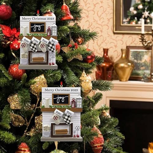 Miniatura 5 de Adornos de Navidad personalizados para familia de 2356, adorno de chimenea de Navidad personalizado con nombres, decoración personalizada para árbol