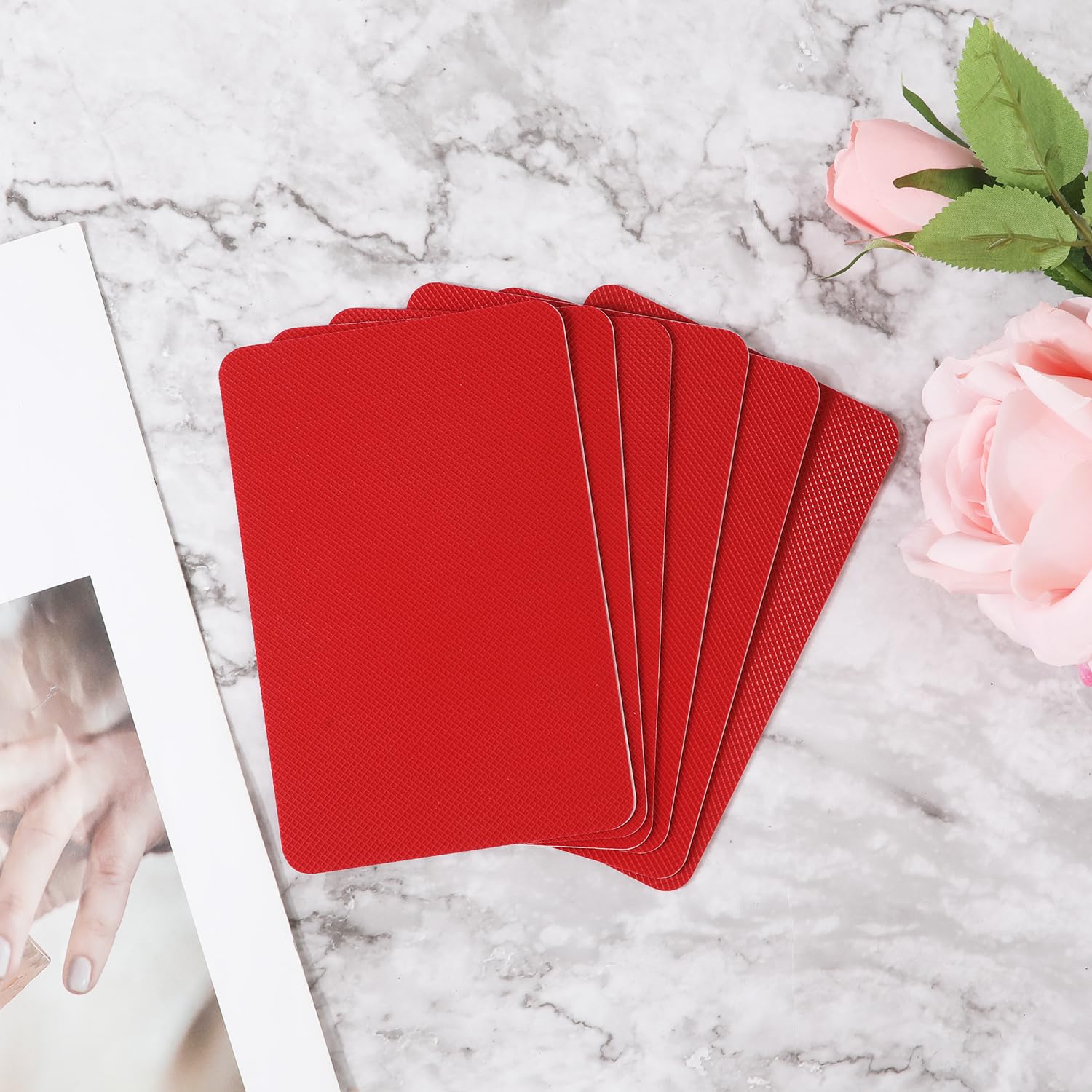 6szt Samoprzylepnych Ochraniaczy Podeszwy, 15x10cm Zapobieganie Poslizgowi Silikon Shoes Sole Protector, Shoes Grip Pads do Czólenek Christian Louboutin (Czerwony)