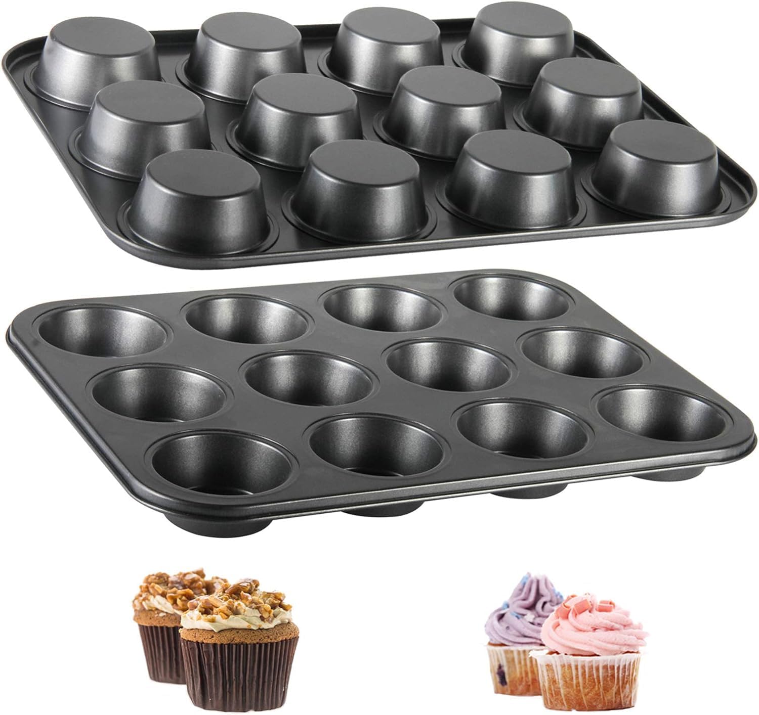 Joyfair Muffinform 2er Set, Edelstahl Muffinblech für 12 Muffins