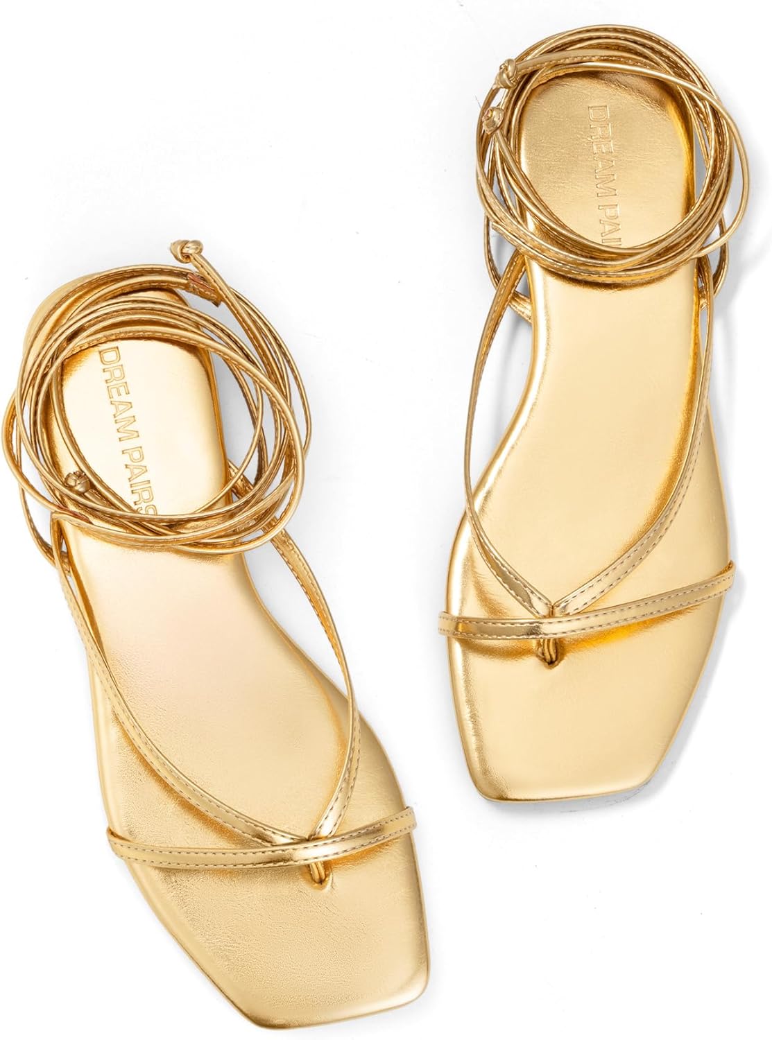 DREAM PAIRS Womens Strappy Flat Sandals - Comfortable Lace Up Gladiator Dressy Sandals, Square Toe Tie Up Walking Sandal, Summer Wrap Up Vocation Sandal Mermaid Shoes - Image 8