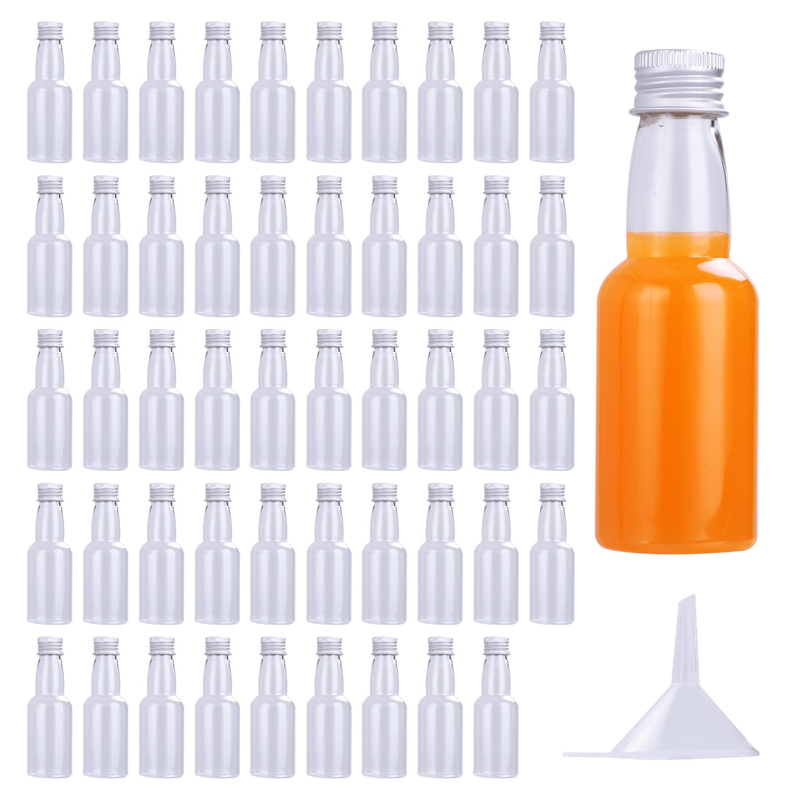24 Bottiglie Plastica 50ml Con Coperchi E Imbuti - Per Bevande, Viaggi, Feste E Picnic
