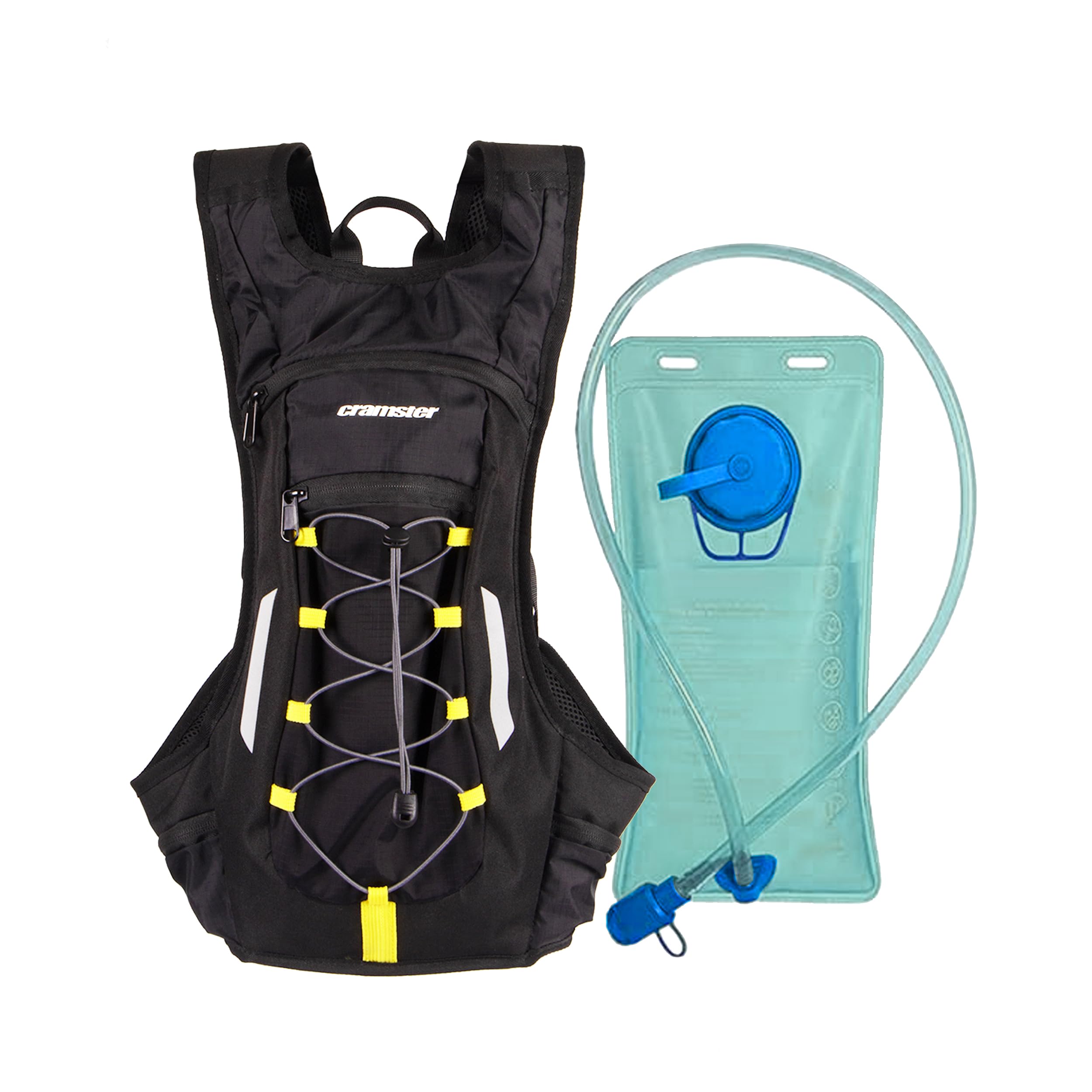 Cramster Oasis Hydration Backpack | 2L Hydration Bladder Inside I Secured Zipper Pockets | Adjustable Shoulder and Chest Straps | Reflective Panels for Increased Visibility - Black, 2L (B0CVLFFHNJ) Amazon Price History, Amazon Price Tracker
