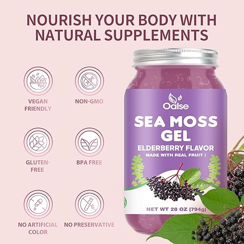 Miniatura 8 de OALSE Gel de musgo marino irlandés de 18.5 onzas con sabor a cúrcuma, gel orgánico de masa marina con 92 minerales y vitaminas, sin OMG, sin gluten,