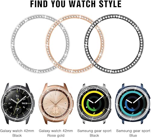 Miniatura 4 de Dsytom Compatible con Samsung Galaxy Watch de 1.654 pulgadas para mujer + bisel, 0.787 pulgadas (0.787 in) y anillo bisel, correa de diamante para