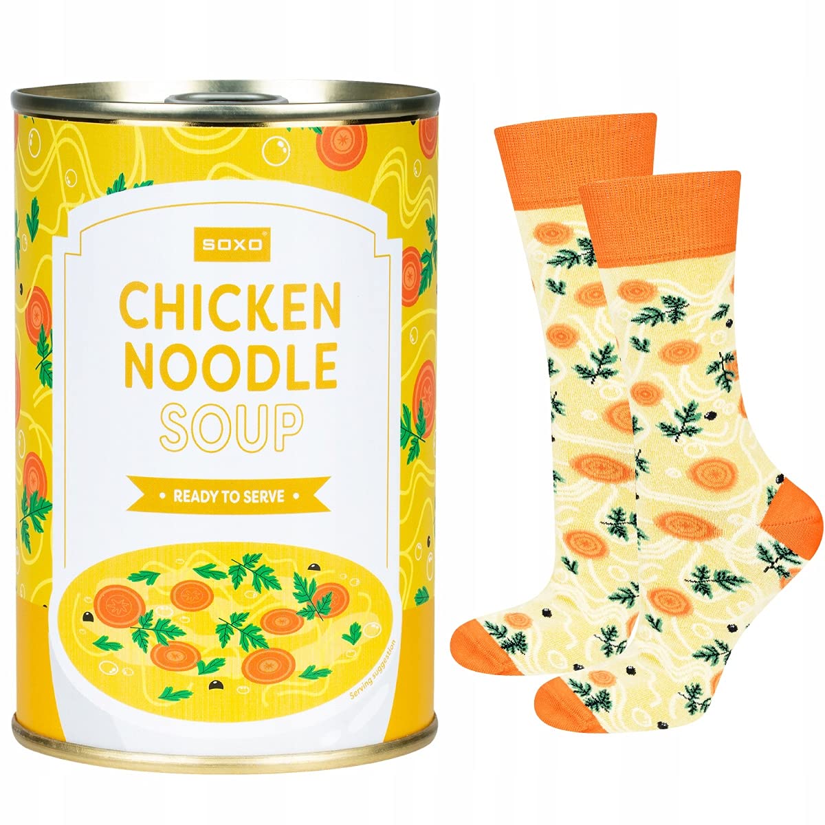 soxo Canned Socks Men Women Funny Gifts Mens Cotton Sock Colourful Funky Gift Men's Crazy Presents 6.5-10.5 Chicken Soup