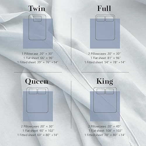 Miniatura 4 de Simple&Opulence Juego de sábanas de 100 % lino francés, transpirable y duradero, 4 piezas, 1 sábana encimera, 1 sábana bajera, 2 fundas de almohada,