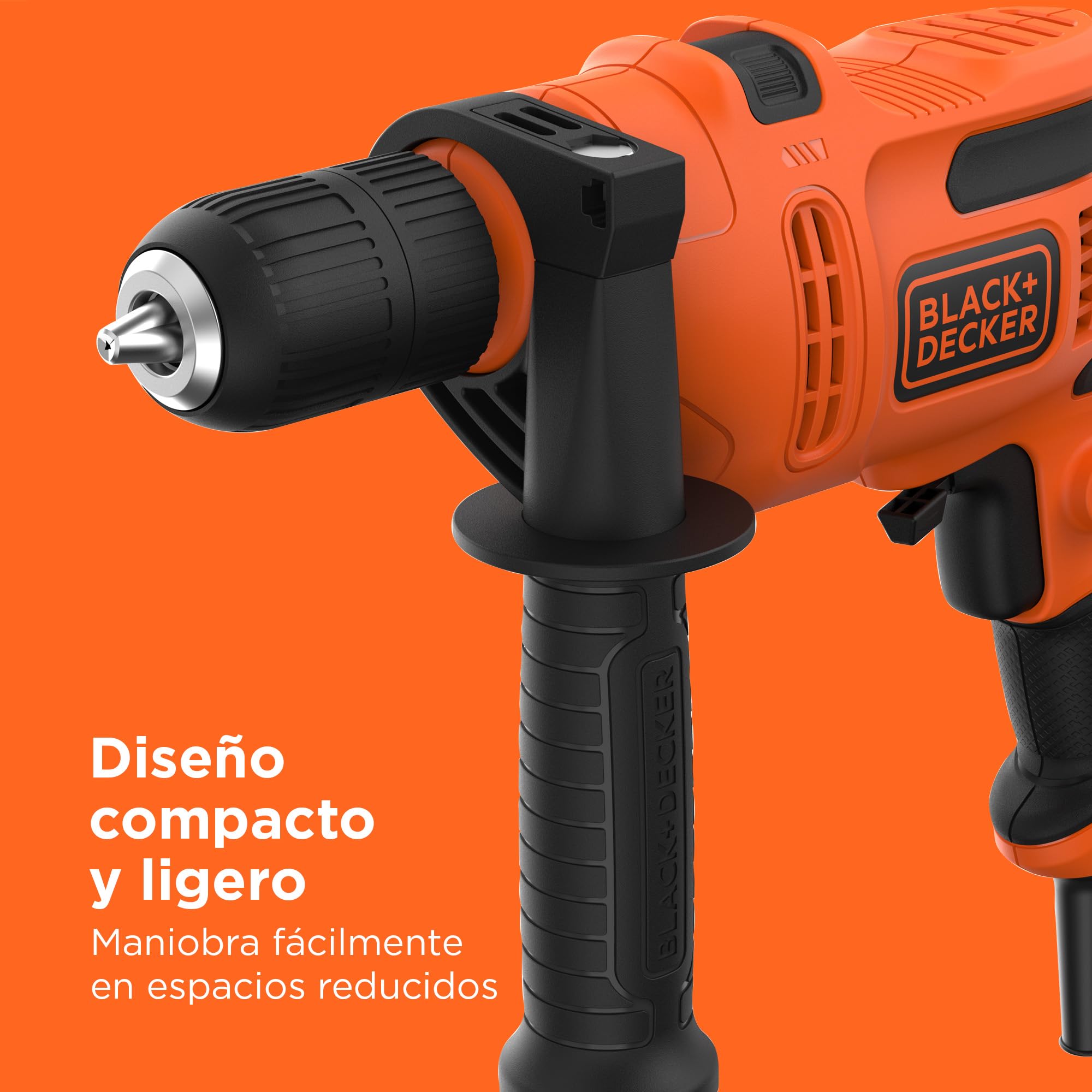 BLACK+DECKER BEH200-GB - Herramienta eléctrica para taladro de martillo (500 W, mango lateral)