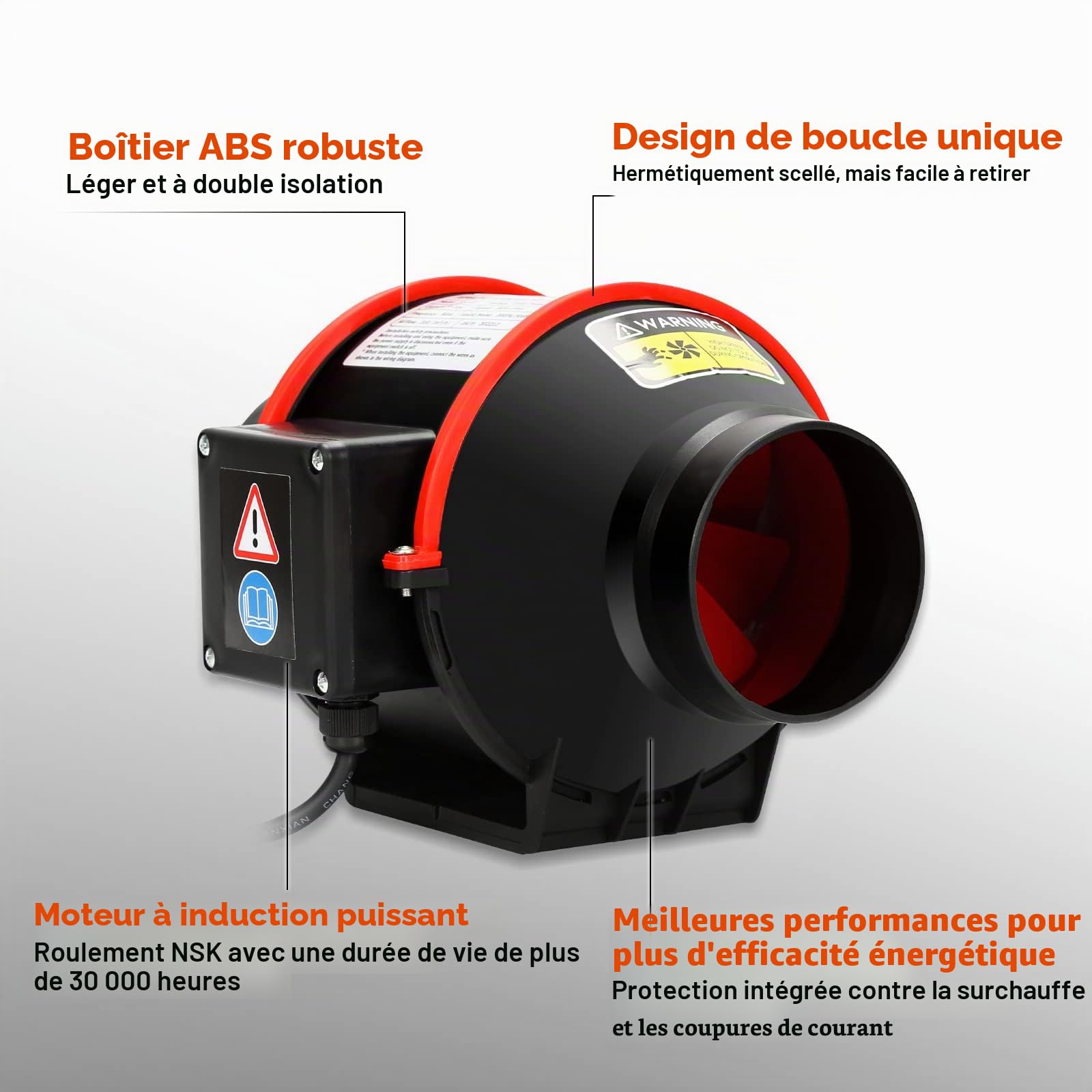 Ventilateur de Conduit d'Évacuation de Fumée Avec Télécommande, 100 mm Extracteur d'Air 2 Vitesses 310m³/h Pour Salle de Bain, Cuisine, Serre, Tente de Culture
