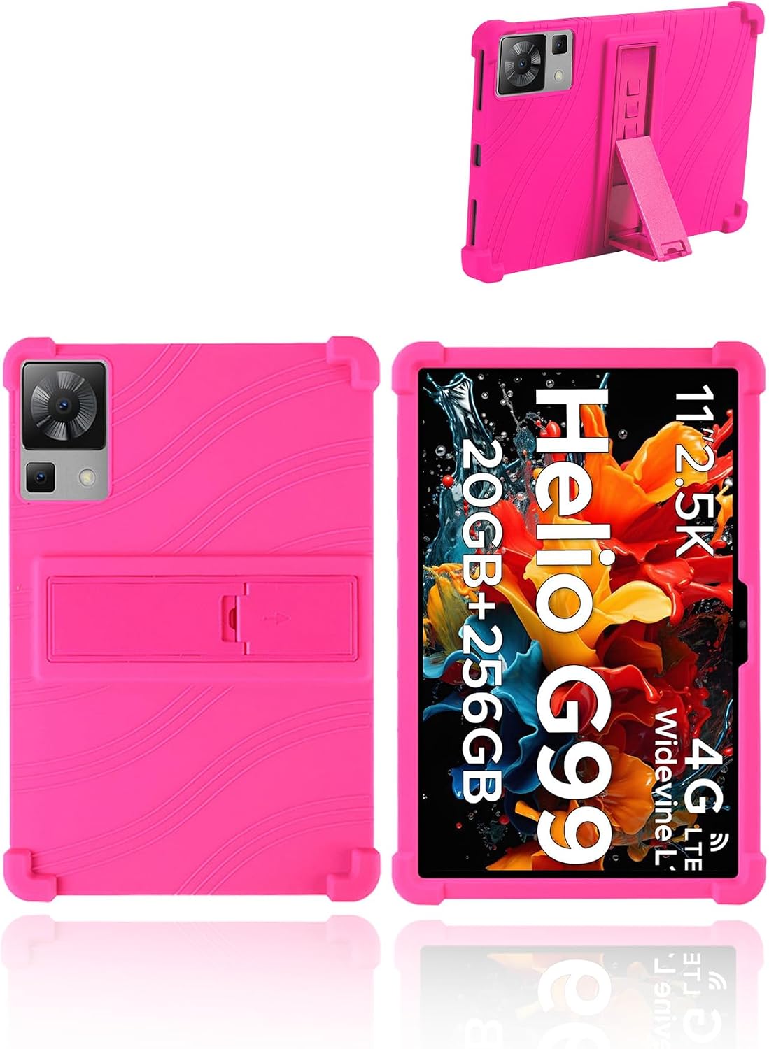 for DOOGEE T35 Android 14 Table,11 inch Tablet Helio G99 Octa-core Tablet Model Case,Soft Silicone Adjustable Stand Cover Lightweight Kids Friendly,Rosered.