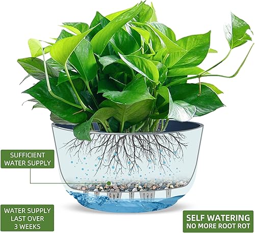 Miniatura 2 de Dexceder Macetas colgantes de autorriego de 11.2 pulgadas para interiores y exteriores, cesta colgante gruesa (paquete de 2, rosa)