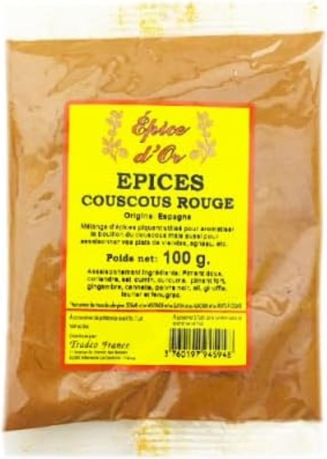 Epice Couscous Rouge 100g Epice d'Or, 100 Naturel, Sans Additifs