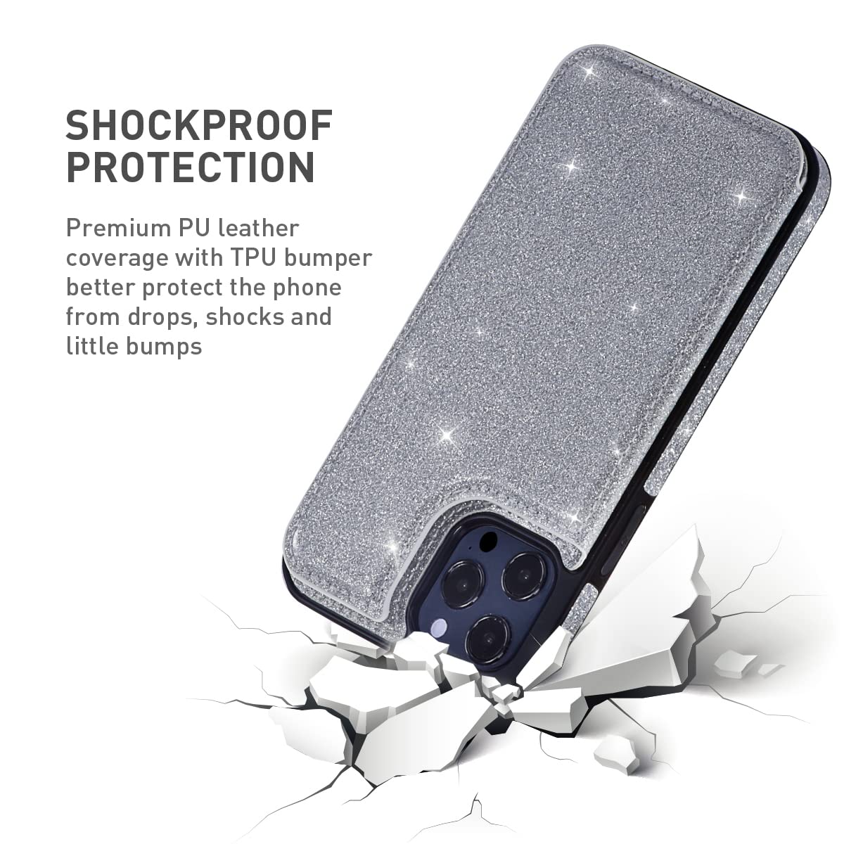 UEEBAI Custodia IPhone 14 Pro Max 6,7'' | Pelle PU Di Lusso Con Due Chiusure Magnetiche | Porta Carte E Supporto | Flip Wallet Bianco