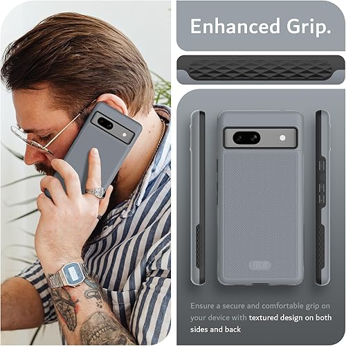 Vista 262 de TUDIA MergeGrip - Funda para Google Pixel 7a 2023, [probada en caídas de grado militar] borde elevado para protección de pantalla y cámara, doble