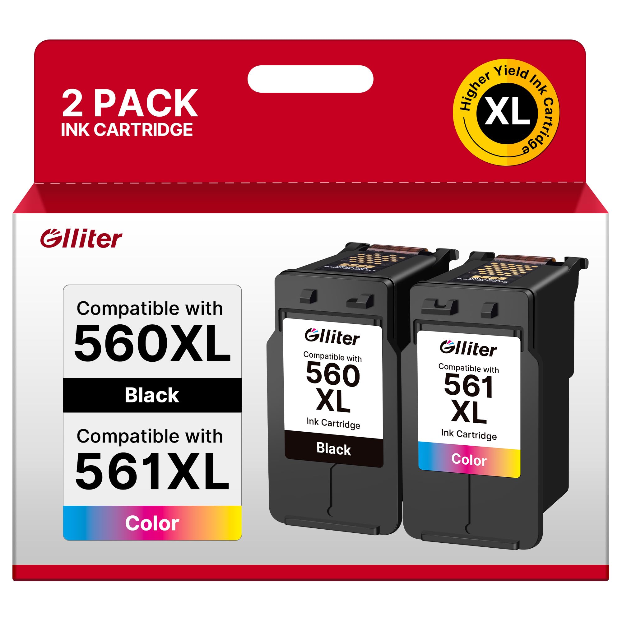Glliter 903XL Multipack für HP 903 Druckerpatronen für HP 903 XL Kompatibel mit Officejet 6950 Druckerpatronen für Officejet Pro 6970 6960 6974(‎‎‎‎‎‎‎Schwarz Cyan Magenta Gelb, 4er-Pack)