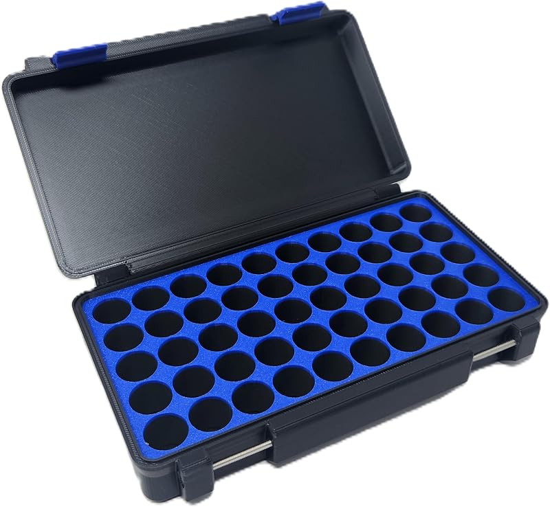 Generic Estojo de armazenamento para frascos de 3 mL, estrutura rígida, Preto/Azul, 50 frascos