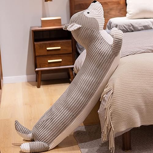Almohada de felpa gigante de perro husky de 43 pulgadas para cachorros lobos peluche de animal de peluche para abrazar cuerpo largo almohada para