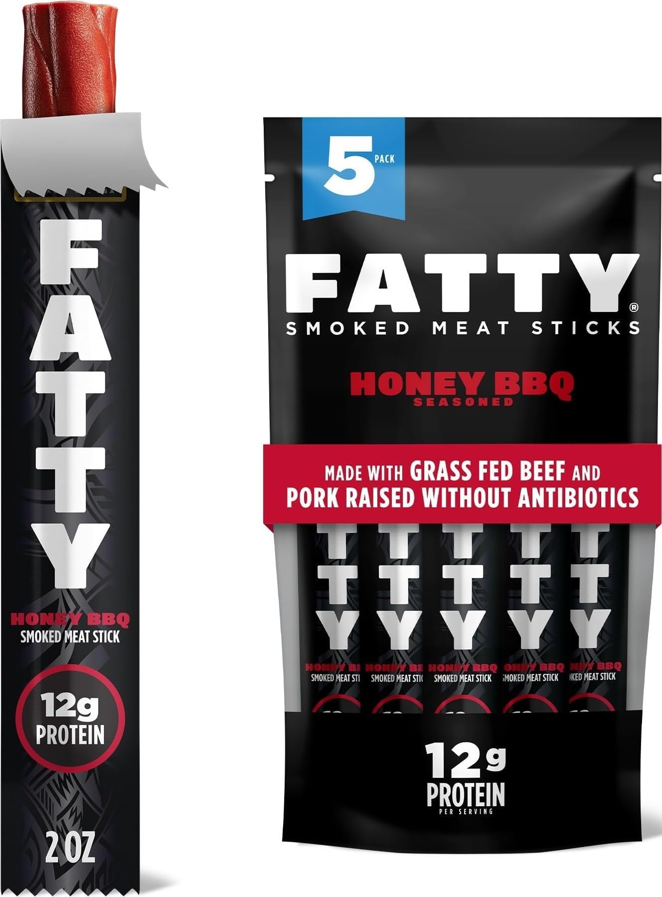 FATTY Meat Jerky Sticks, Honey BBQ, 2 oz. (5-pk)