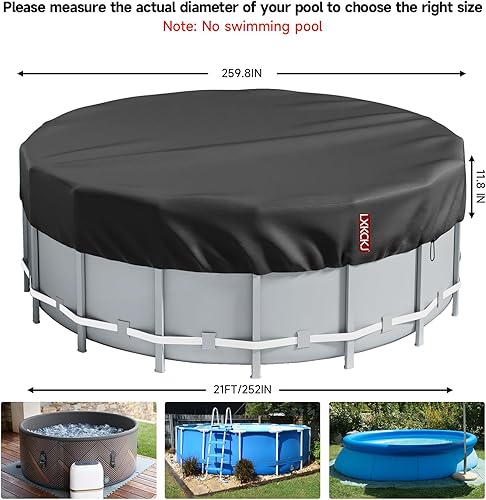 Miniatura 2 de LXKCKJ Cubierta redonda de 21 pies para piscina, cubiertas de invierno para piscina sobre el suelo, protector de piscina de invierno con diseño de