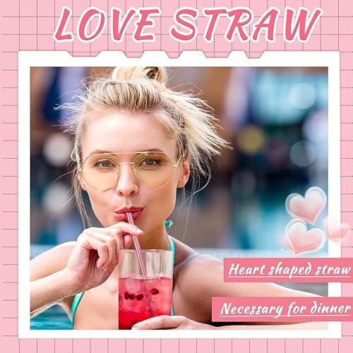 Miniatura 4 de Paquete de 36 pajitas de metal en forma de corazón, reutilizables, de acero inoxidable, con 4 cepillos de limpieza para vasos, bebidas, bebidas y
