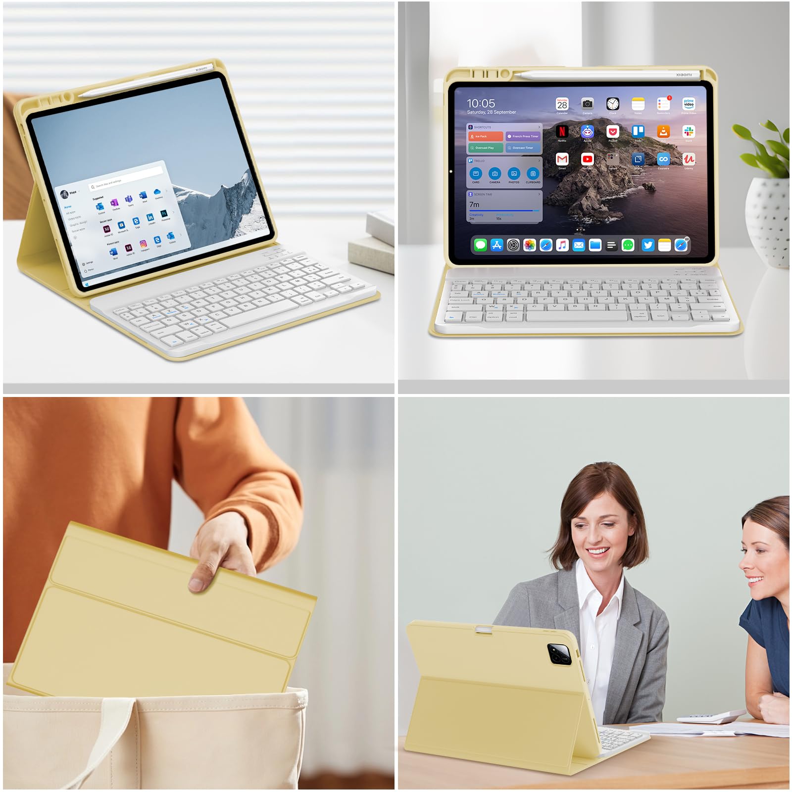 JADEMALL Clavier pour Xiaomi Pad 7/7 Pro/Xiaomi Pad 8/8 Pro 11.2" 2025, AZERTY Français Clavier Bluetooth avec Fente pour Stylo, Jaune